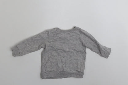 George Baby Grey  Cotton Basic T-Shirt Size 3-6 Months Crew Neck Pullover - Tiger