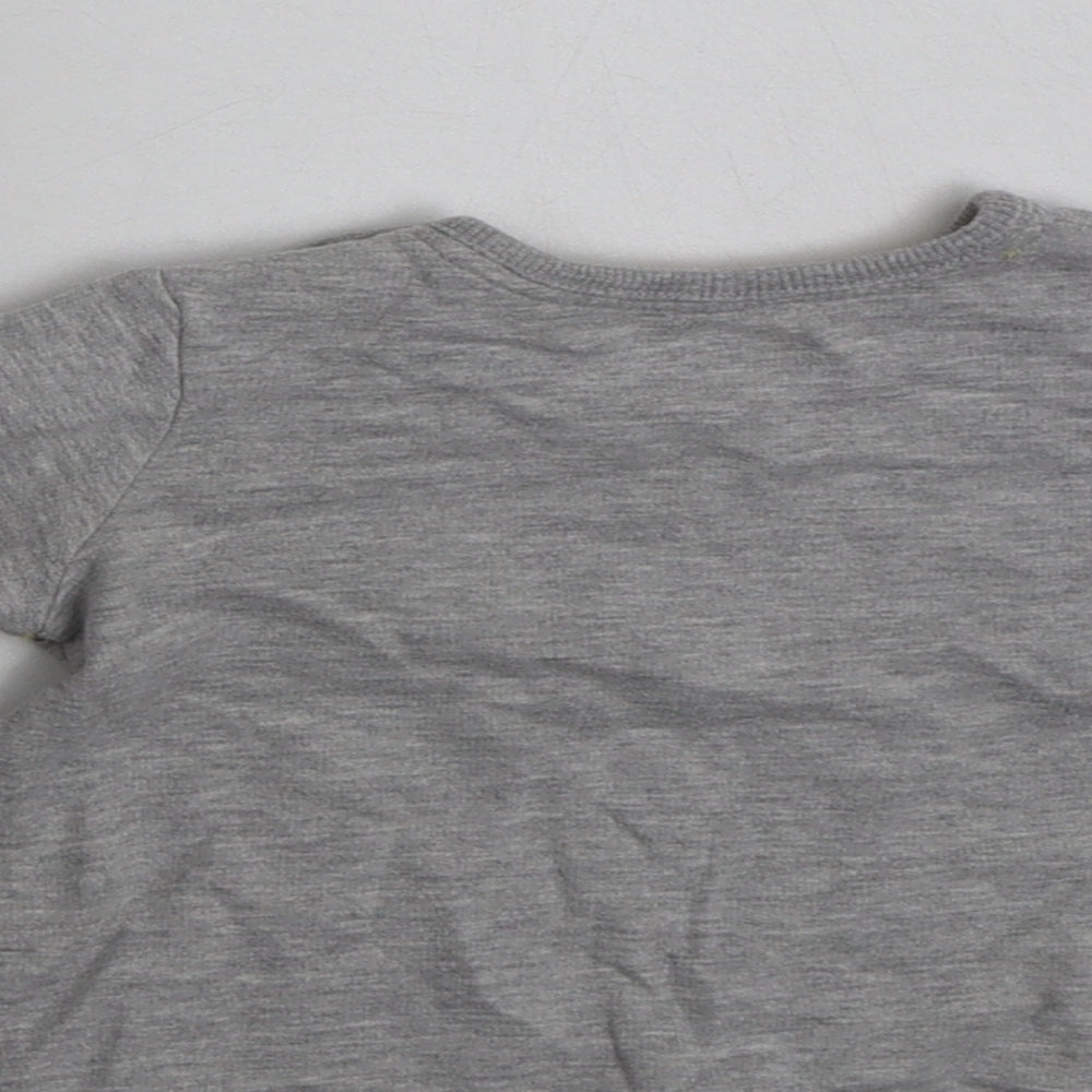 George Baby Grey  Cotton Basic T-Shirt Size 3-6 Months Crew Neck Pullover - Tiger