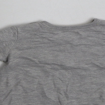 George Baby Grey  Cotton Basic T-Shirt Size 3-6 Months Crew Neck Pullover - Tiger