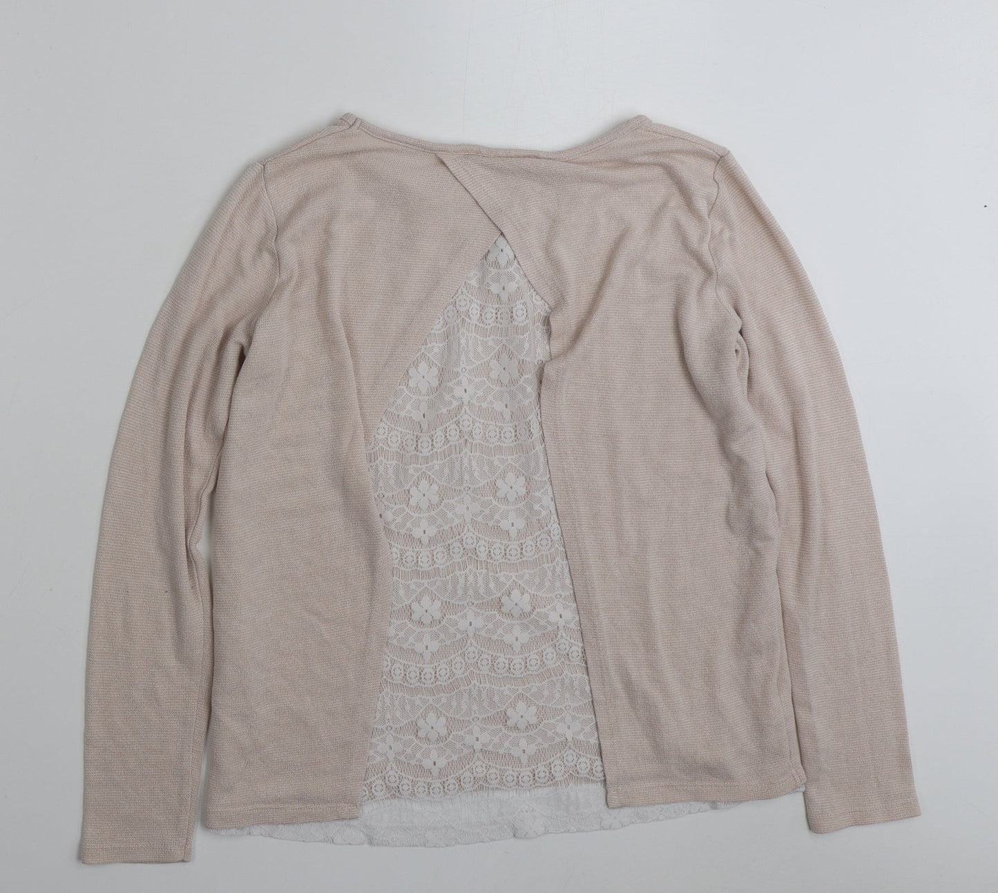 Low Casual Womens Pink Boat Neck Floral Polyester Pullover Jumper Size L
