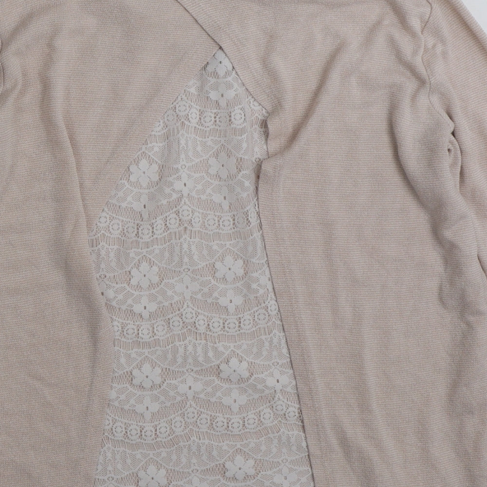 Low Casual Womens Pink Boat Neck Floral Polyester Pullover Jumper Size L