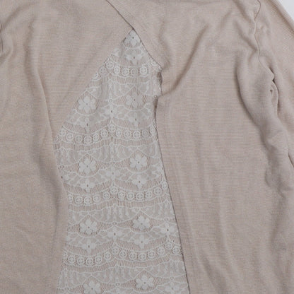 Low Casual Womens Pink Boat Neck Floral Polyester Pullover Jumper Size L
