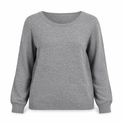 Front view of Marks & Spencer women’s grey crew neck acrylic jumper, size M, - love heart