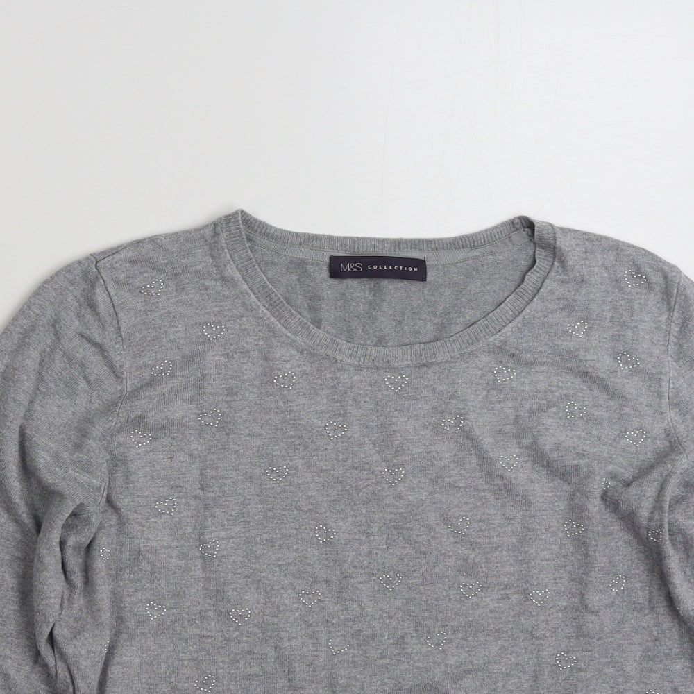 Womens UK Size M Marks and Spencer Grey Pullover Jumper