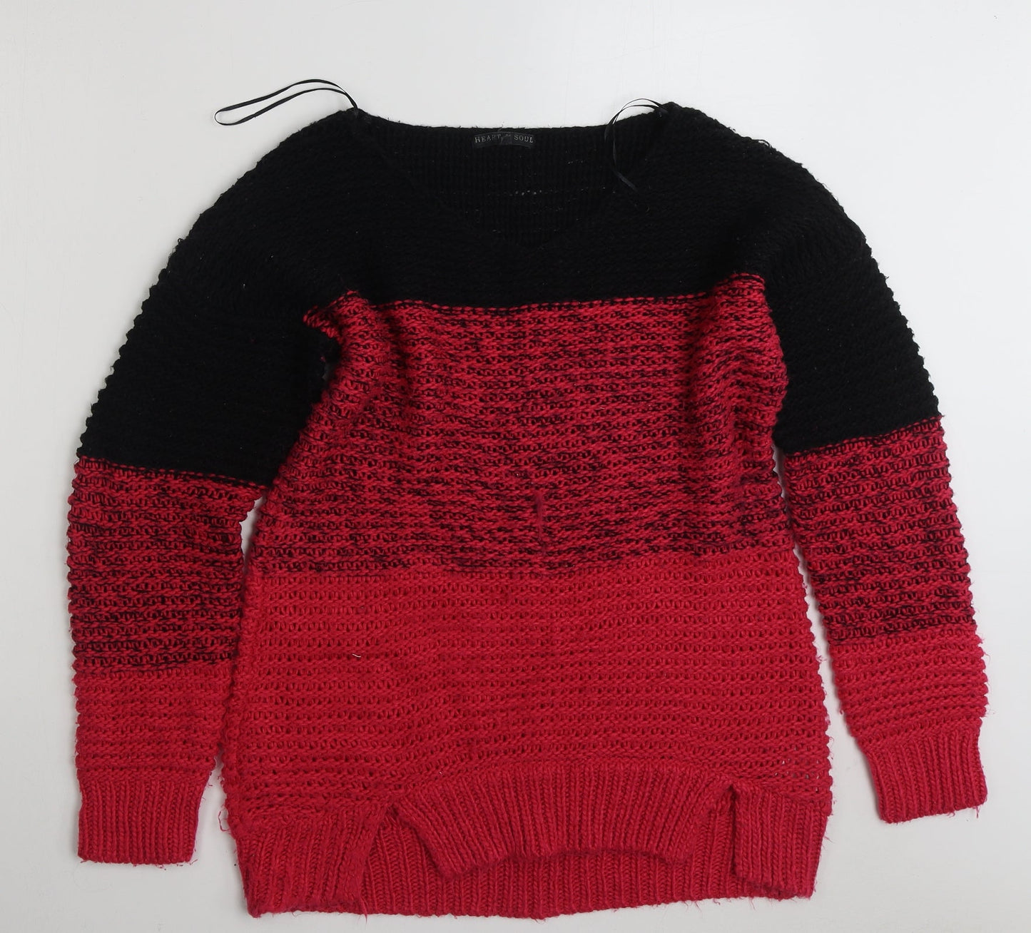 Heart & Soul Womens Pink V-Neck  Acrylic Pullover Jumper Size 14