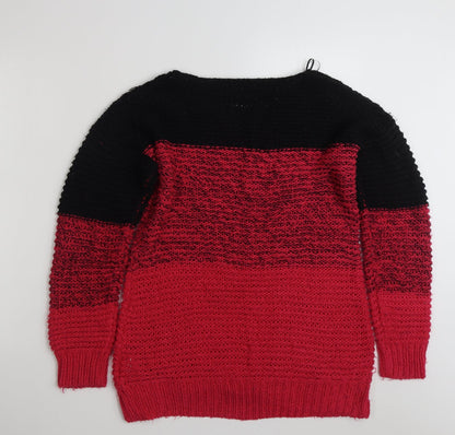 Heart & Soul Womens Pink V-Neck  Acrylic Pullover Jumper Size 14