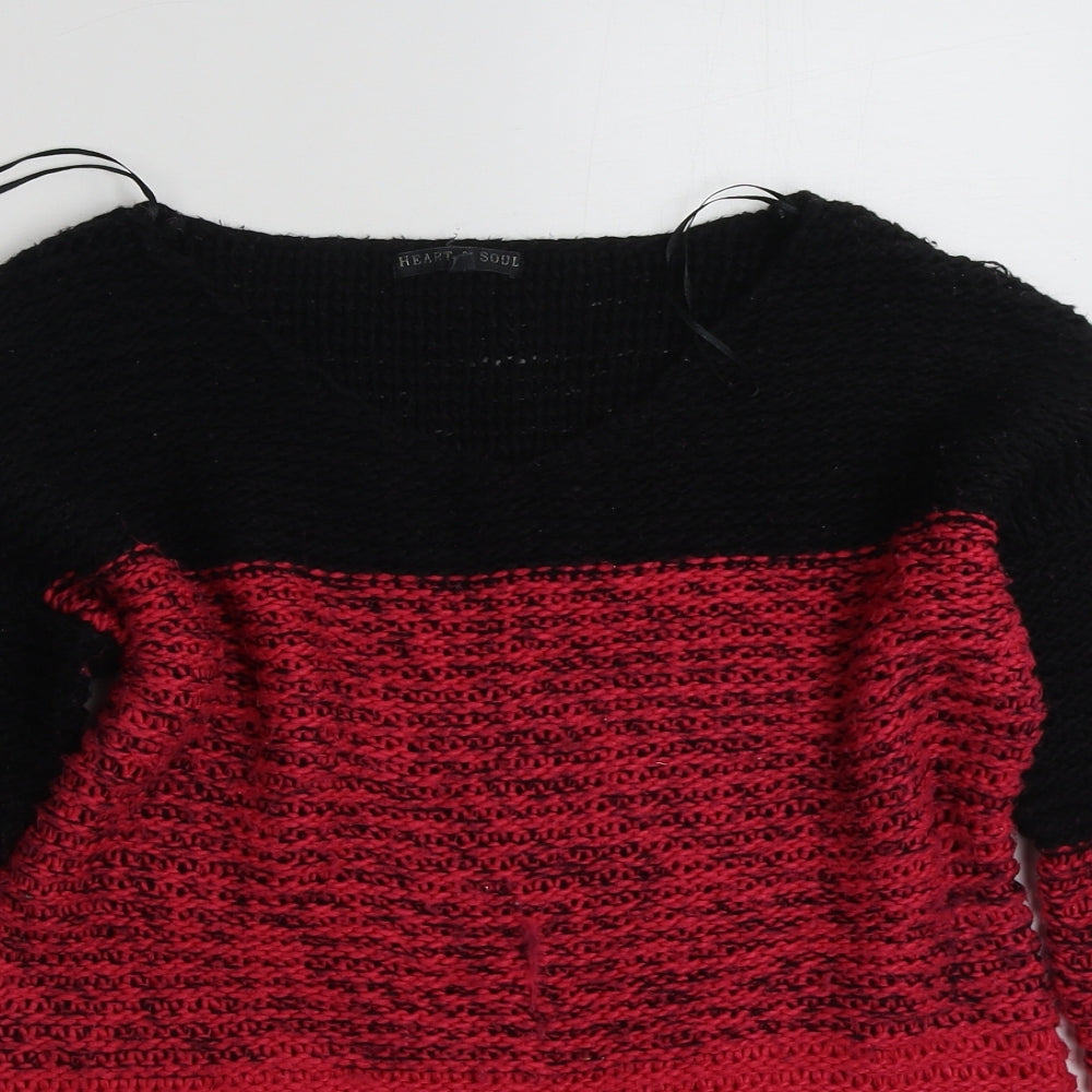 Heart & Soul Womens Pink V-Neck  Acrylic Pullover Jumper Size 14