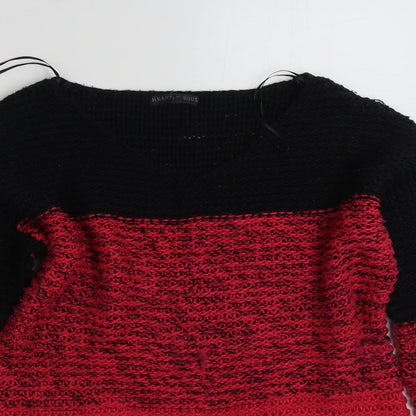 Heart & Soul Womens Pink V-Neck  Acrylic Pullover Jumper Size 14