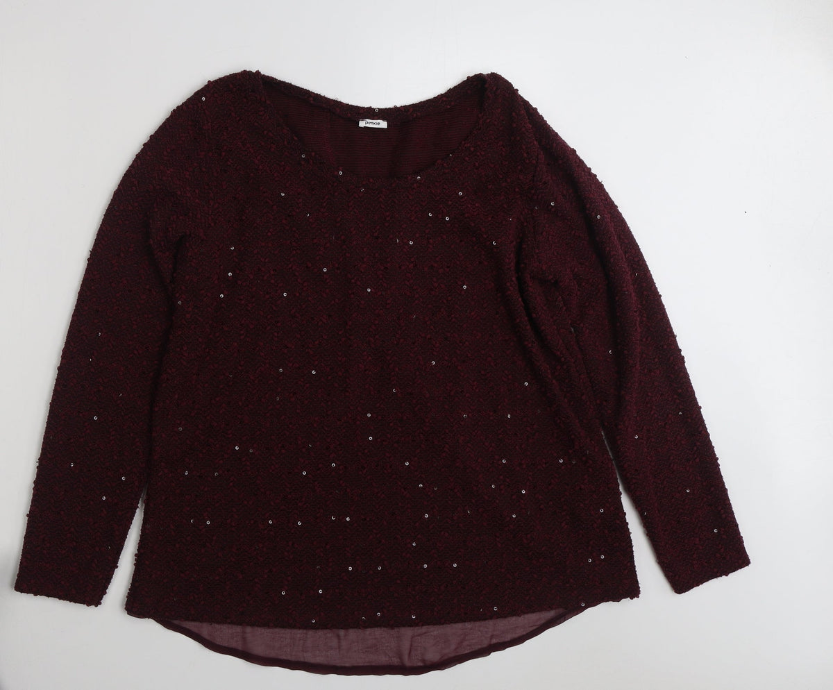 Additional front view of Pimkie women’s purple polyester pullover sweatshirt, size L, pullover