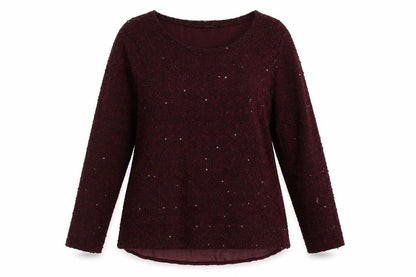 Front view of Pimkie women’s purple polyester pullover sweatshirt, size L, pullover