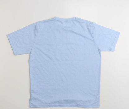 Beaumonde Womens Blue Floral Polyester Basic T-Shirt Size 10 Round Neck - Size 10-12