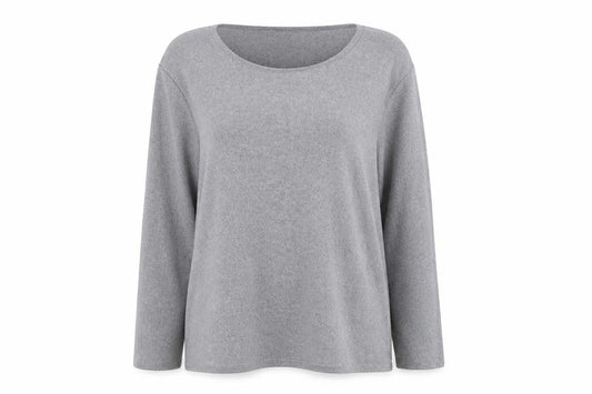Front view of Bonmarché women’s grey polyester pullover sweatshirt, size UK 20, pullover