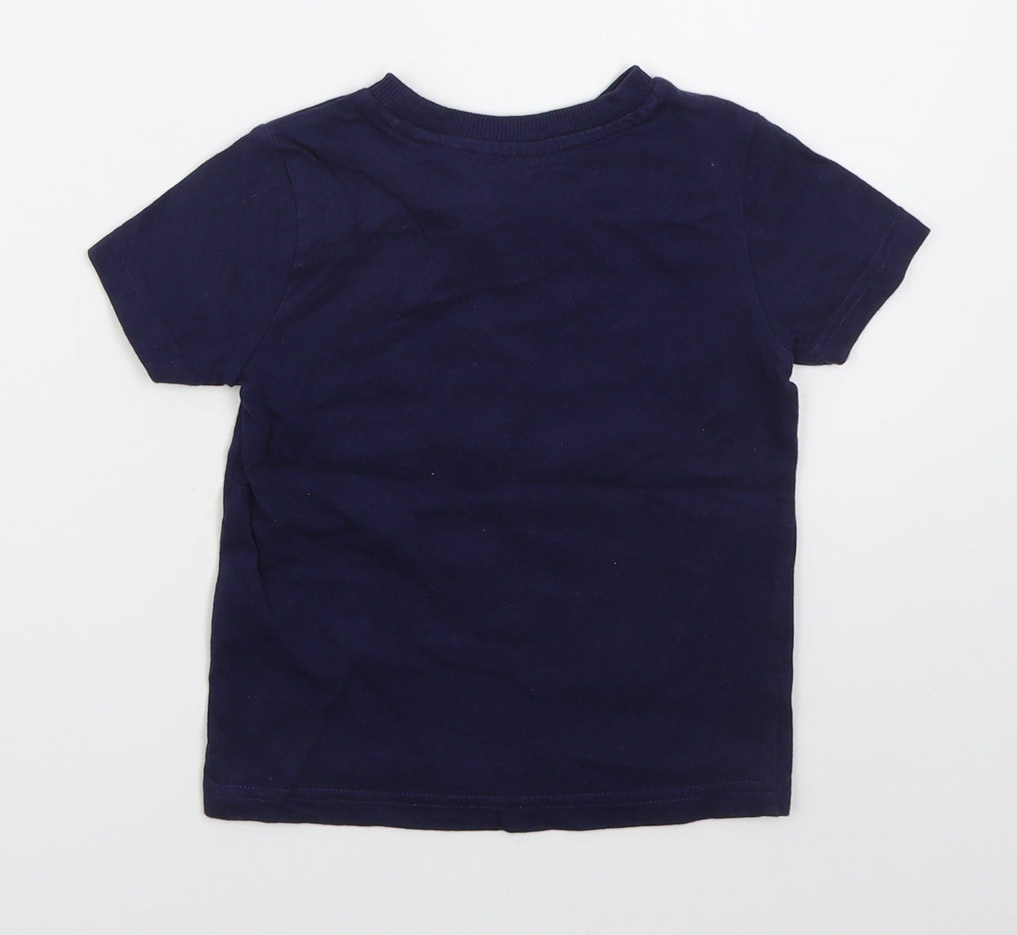 F&F Boys Blue  Cotton Basic T-Shirt Size 12-18 Months Crew Neck Pullover - Euro 2020