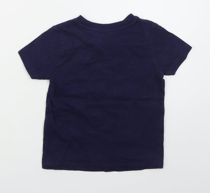 F&F Boys Blue  Cotton Basic T-Shirt Size 12-18 Months Crew Neck Pullover - Euro 2020
