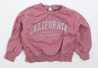 SheIn Girls Pink  Cotton Pullover Sweatshirt Size 2 Years  Pullover - California