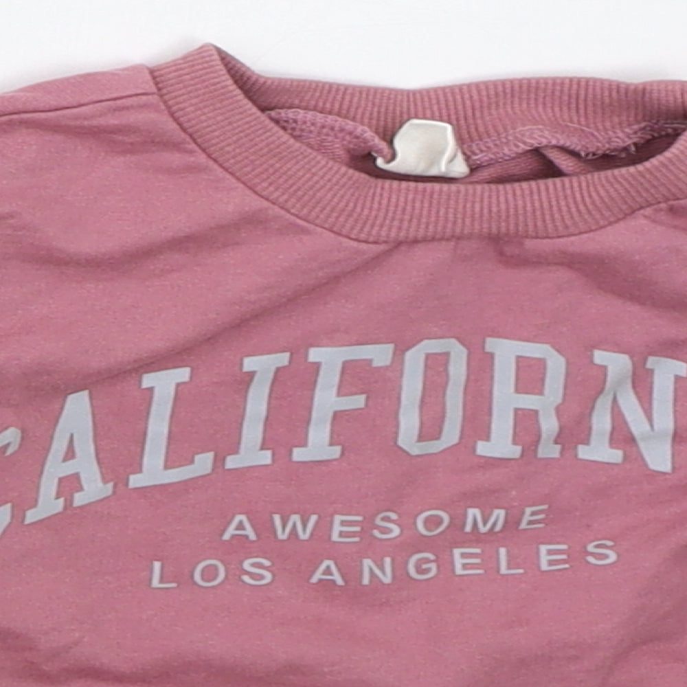 SheIn Girls Pink  Cotton Pullover Sweatshirt Size 2 Years  Pullover - California