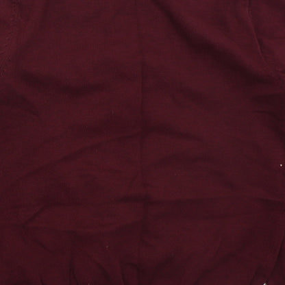 George Girls Red V-Neck  Cotton Cardigan Jumper Size 8-9 Years  Button - Burgundy