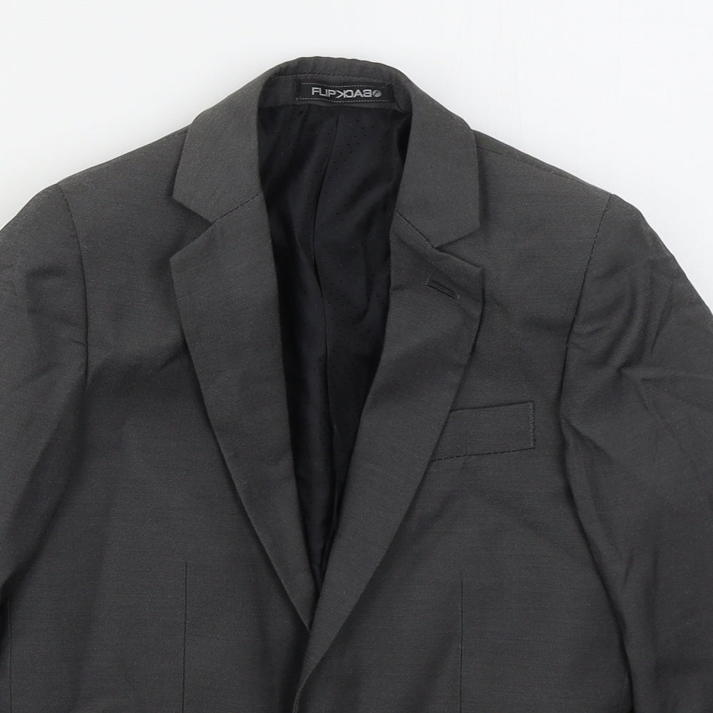 Close-up detail of BHS boys’ grey jacket, size 8, years button