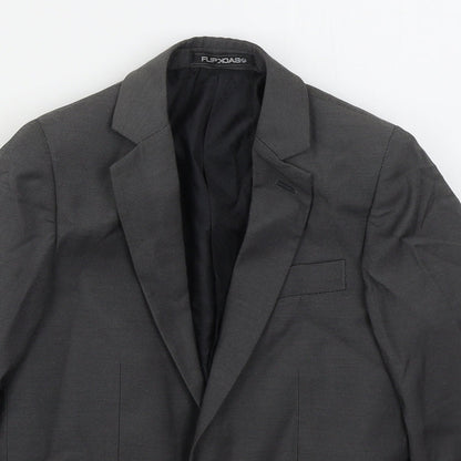 Close-up detail of BHS boys’ grey jacket, size 8, years button