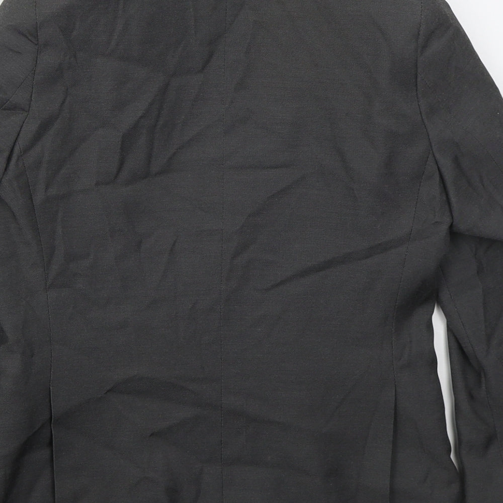 Brand and care label for BHS boys’ grey jacket, size 8, years button
