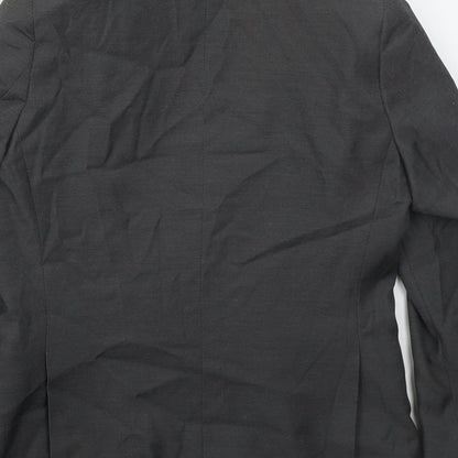 Brand and care label for BHS boys’ grey jacket, size 8, years button