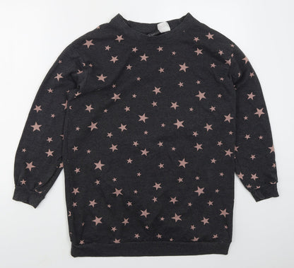 H&M Womens Green  Cotton Pullover Sweatshirt Size S  Pullover - Stars