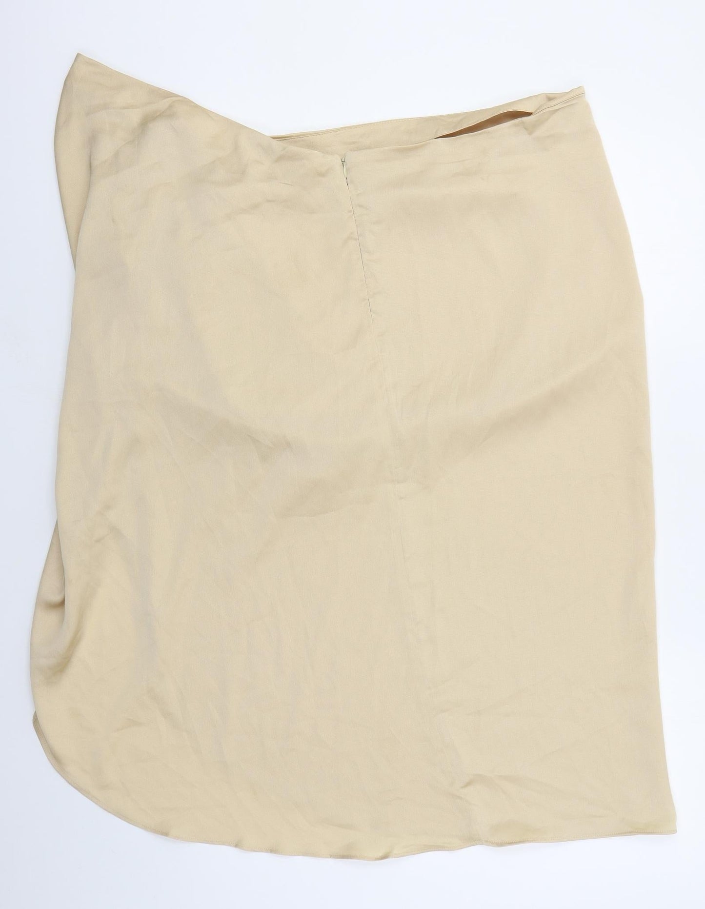 Boohoo Womens Gold  Polyester Straight & Pencil Skirt Size 28   Zip