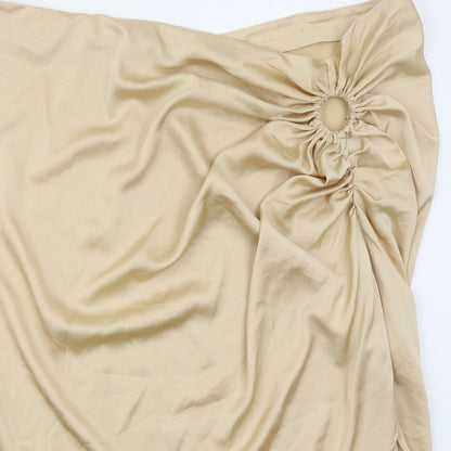 Boohoo Womens Gold  Polyester Straight & Pencil Skirt Size 28   Zip