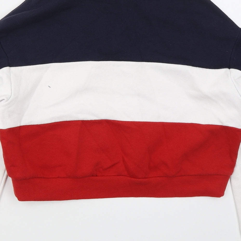 H&M Womens Blue Striped Cotton Pullover Sweatshirt Size XS  Zip - Red Original