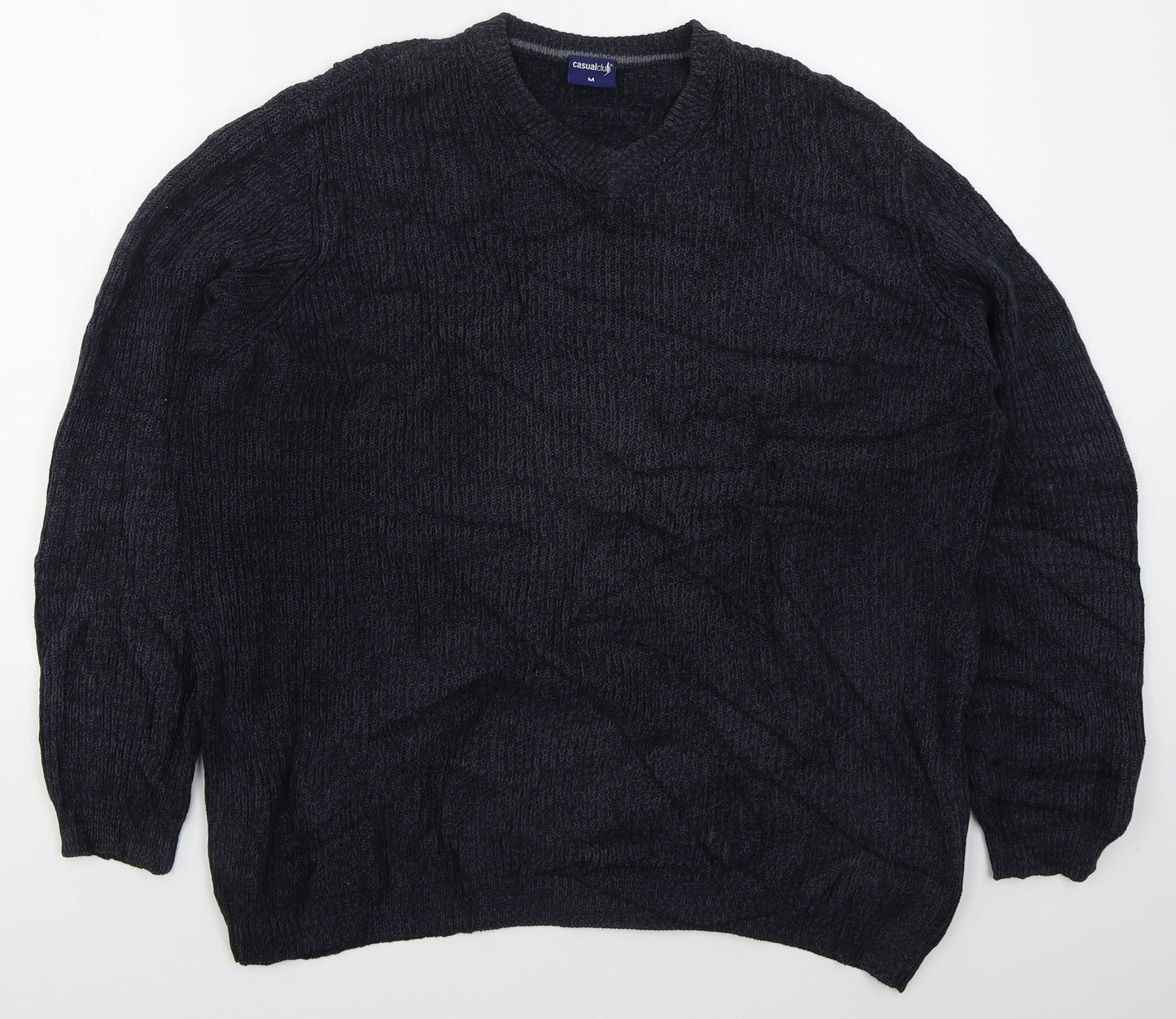 Casual Club Mens Blue Crew Neck  Cotton Pullover Jumper Size M