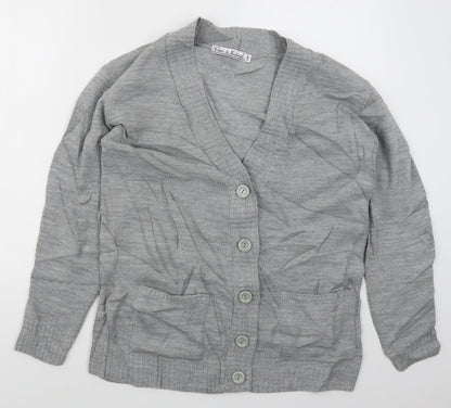 Womens UK Size S Pure & Natural Grey Cardigan Jumper