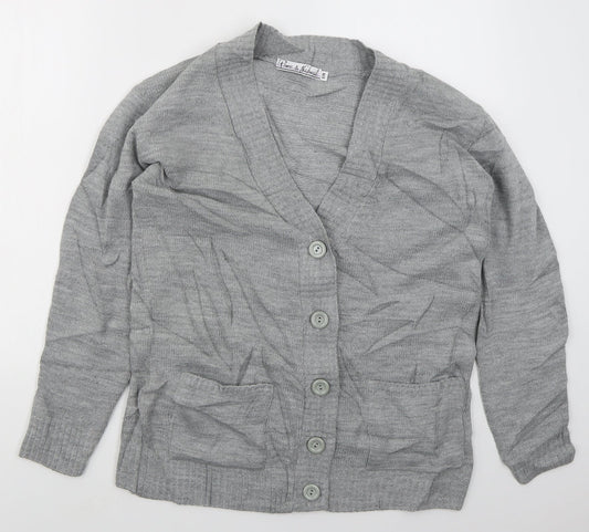 Womens UK Size S Pure & Natural Grey Cardigan Jumper