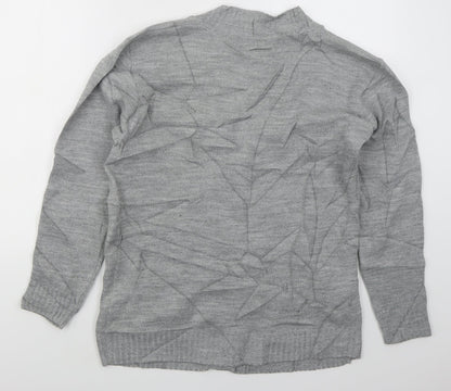 Womens UK Size S Pure & Natural Grey Cardigan Jumper