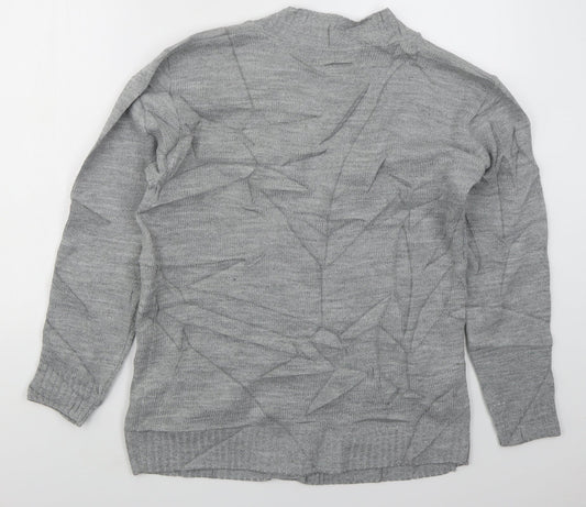 Womens UK Size S Pure & Natural Grey Cardigan Jumper
