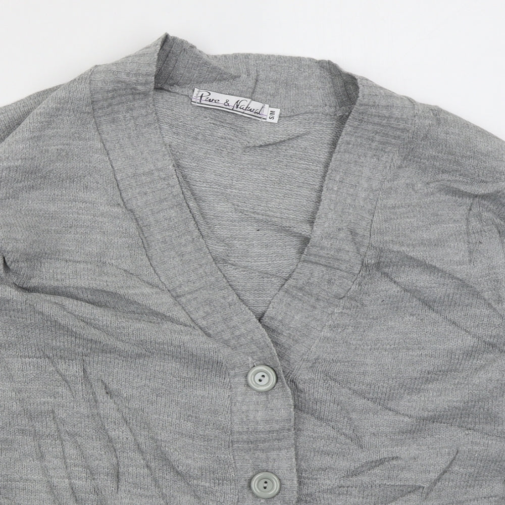Womens UK Size S Pure & Natural Grey Cardigan Jumper