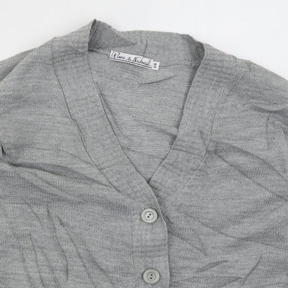 Womens UK Size S Pure & Natural Grey Cardigan Jumper
