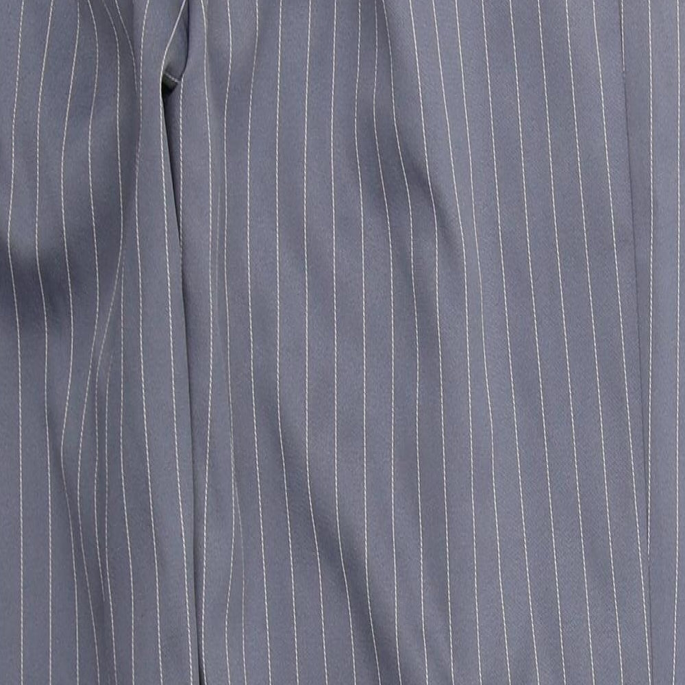PRETTYLITTLETHING Womens Grey Striped Polyester Trousers  Size 8 L28 in Regular Hook & Eye