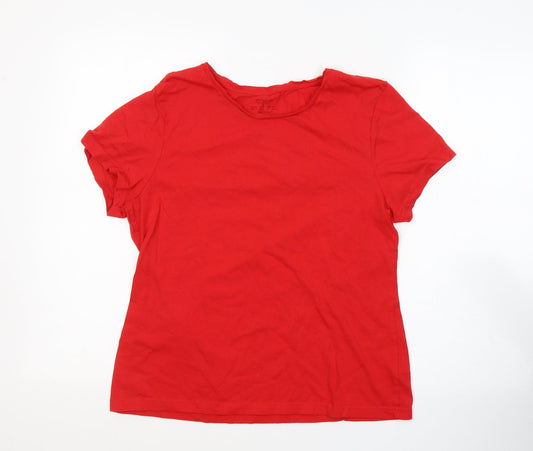 Primark Womens Red  Cotton Basic T-Shirt Size 12 Crew Neck