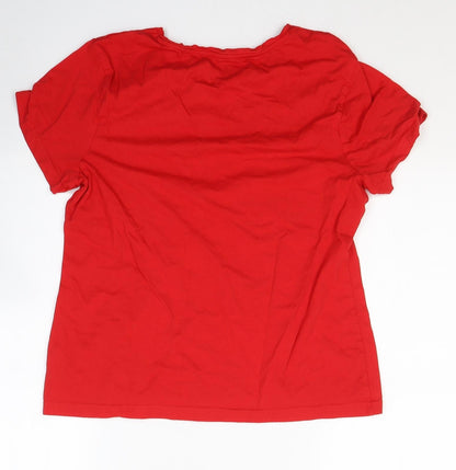 Primark Womens Red  Cotton Basic T-Shirt Size 12 Crew Neck