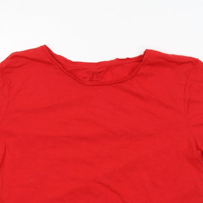 Primark Womens Red  Cotton Basic T-Shirt Size 12 Crew Neck