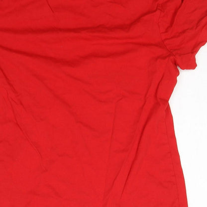Primark Womens Red  Cotton Basic T-Shirt Size 12 Crew Neck