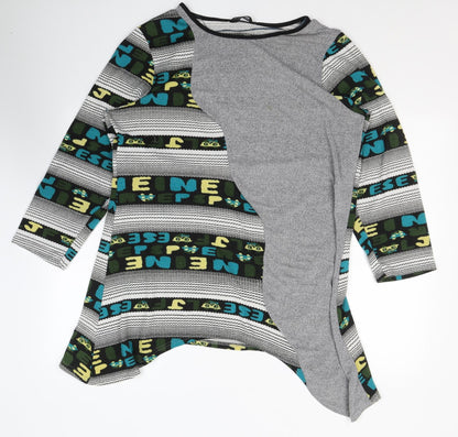 Collection Womens Multicoloured Geometric Cotton Basic Blouse Size 22 Round Neck