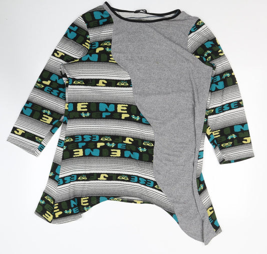 Collection Womens Multicoloured Geometric Cotton Basic Blouse Size 22 Round Neck