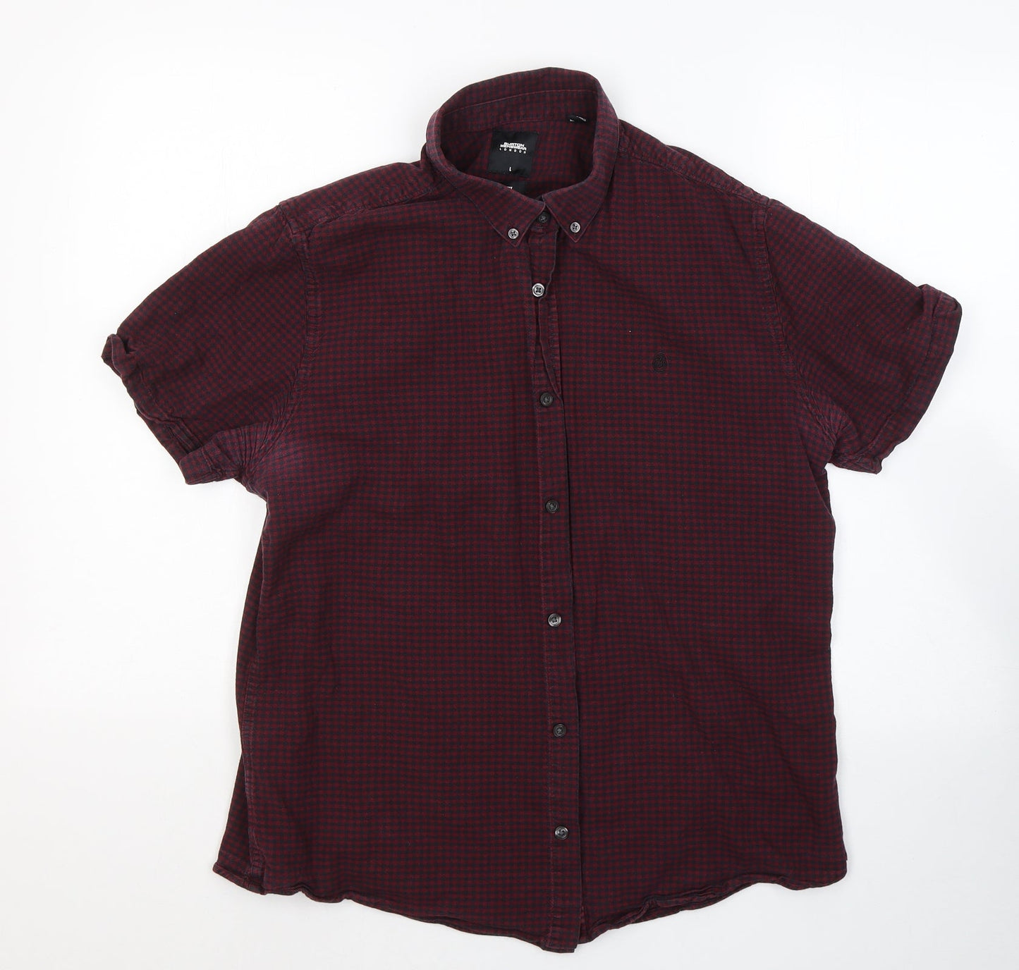 Mens UK Size 44 BURTONS MENSWEAR Red  Button-Up Short Sleeve Casual Shirt