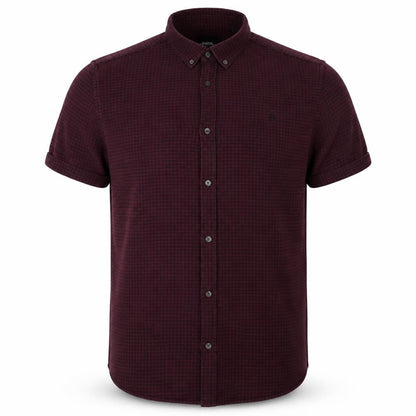 Burtons Mens Red Check Cotton  Button-Up Size 44 Collared Button