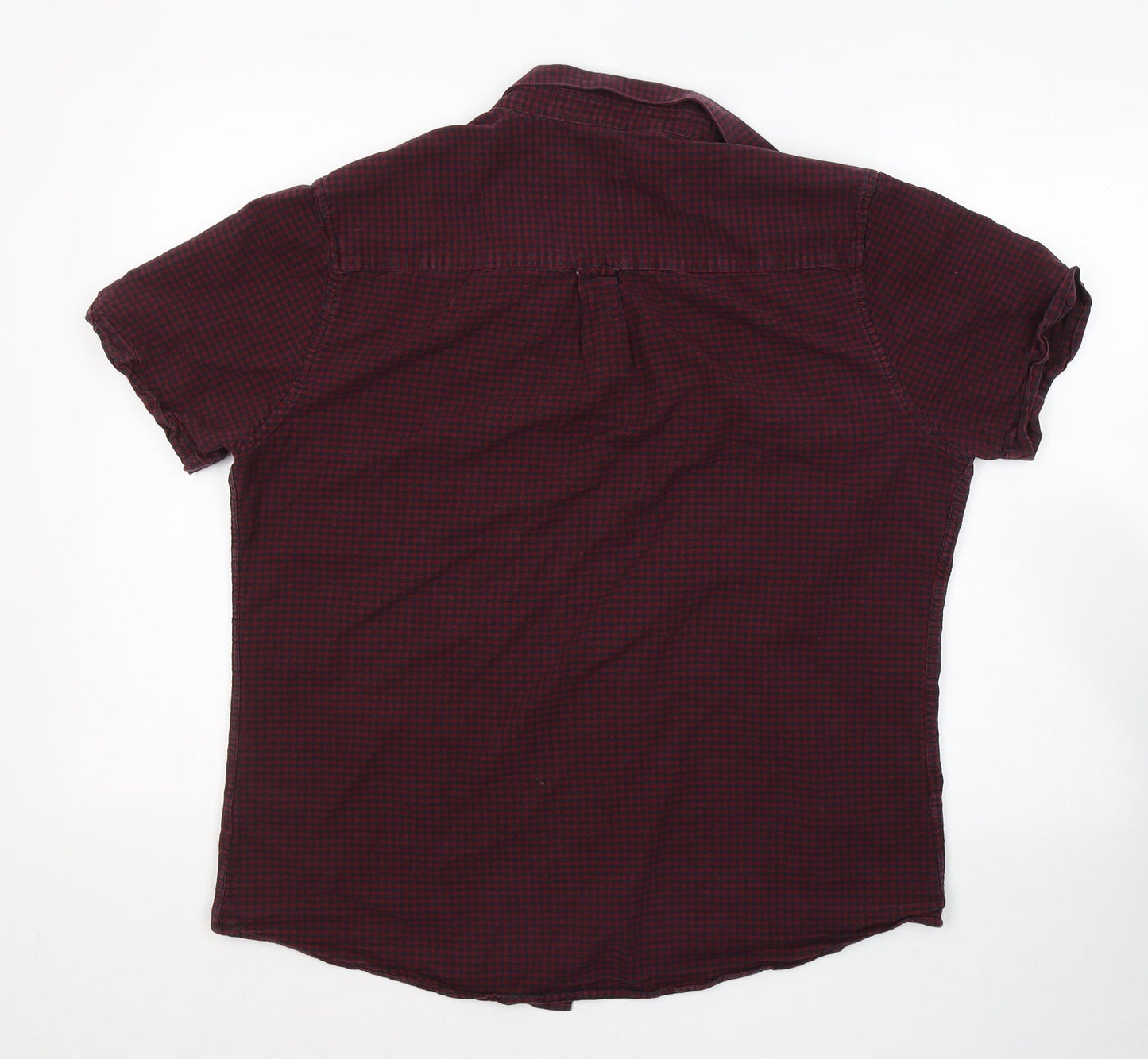 Mens UK Size 44 BURTONS MENSWEAR Red  Button-Up Short Sleeve Casual Shirt