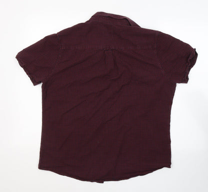 Mens UK Size 44 BURTONS MENSWEAR Red  Button-Up Short Sleeve Casual Shirt