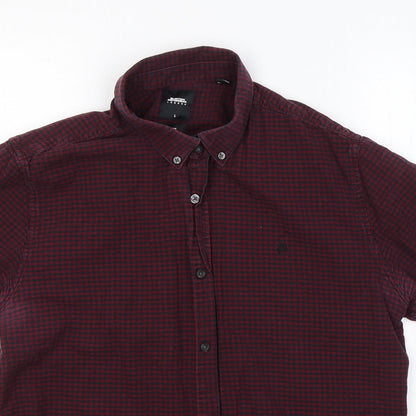 Mens UK Size 44 BURTONS MENSWEAR Red  Button-Up Short Sleeve Casual Shirt