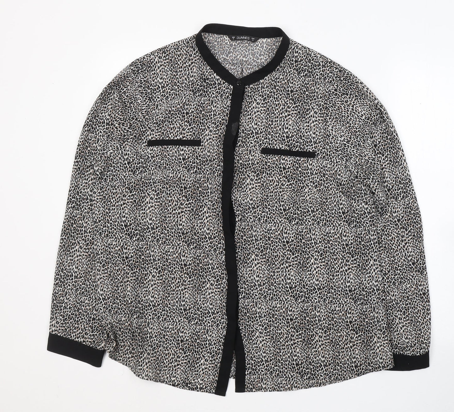 Womens UK Size 16 Dunnes Stores Black Basic Button-Up