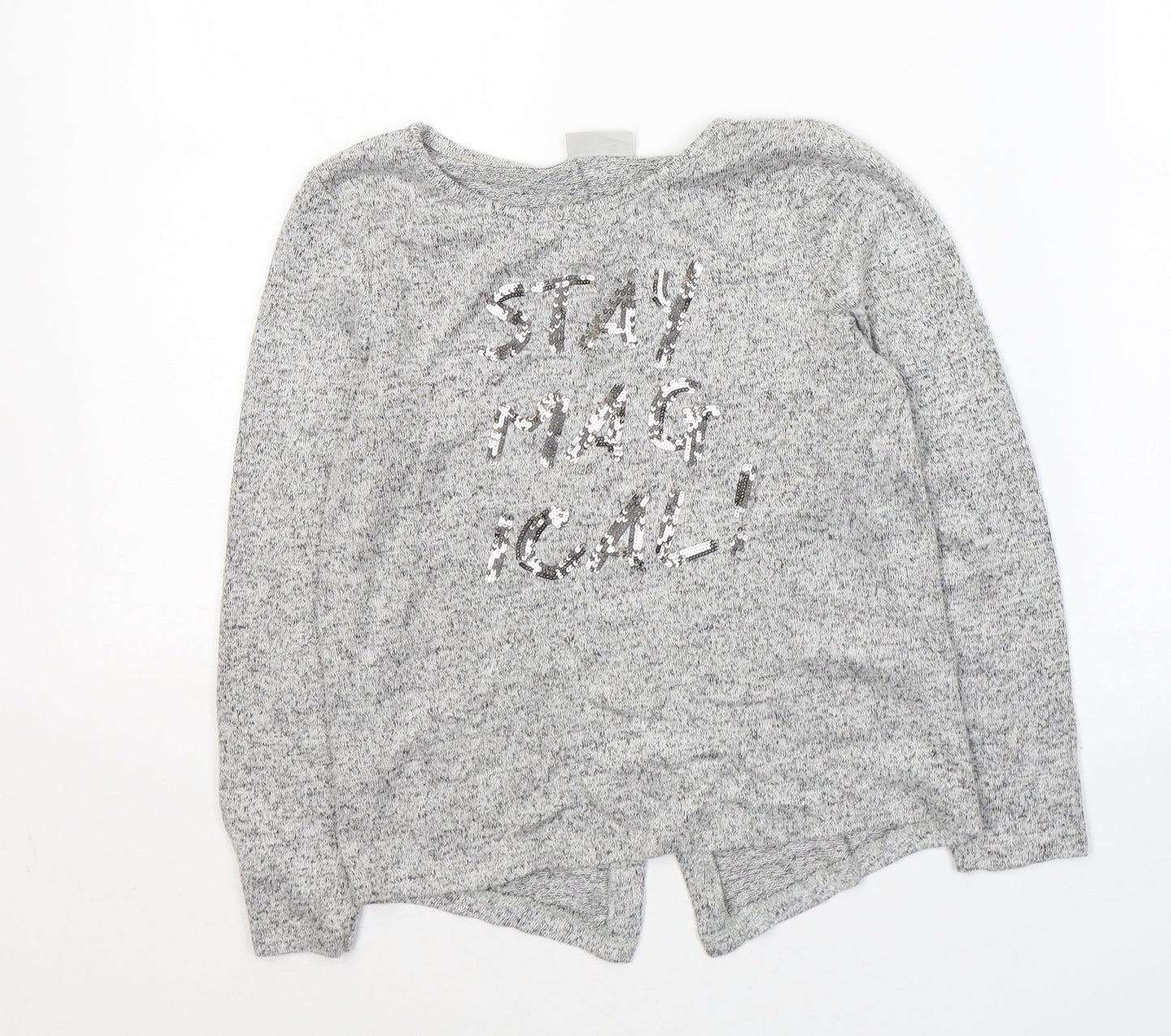 Ilovegirlswear Girls Grey Round Neck  Polyester Pullover Jumper Size 9 Years  Pullover - Stay Magical